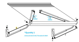 Zip Dee Universal Joint Stainless Steel with Threaded ID for Relax 12V Electric Contour Awning - 318042