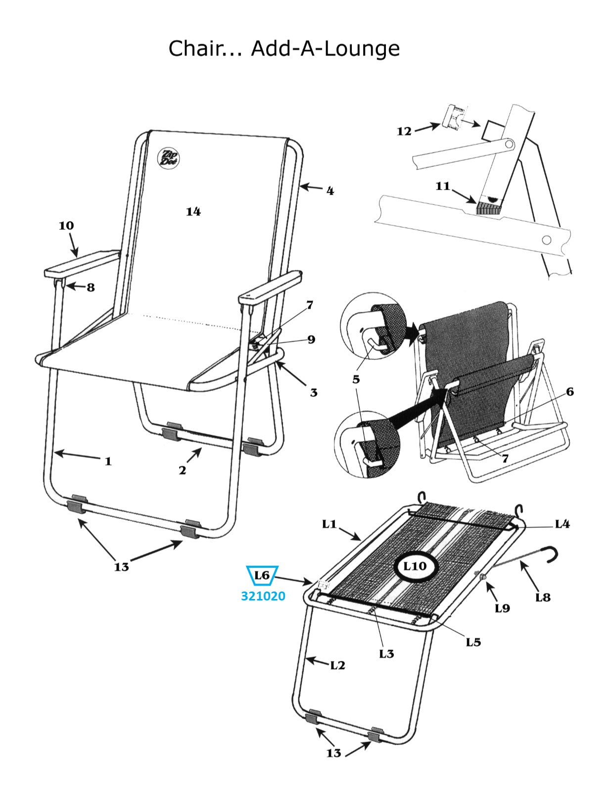 Zip Dee Chair Nylon Flat Top Plug for Standard or Wide Chair or Add-A-Lounge - 321020