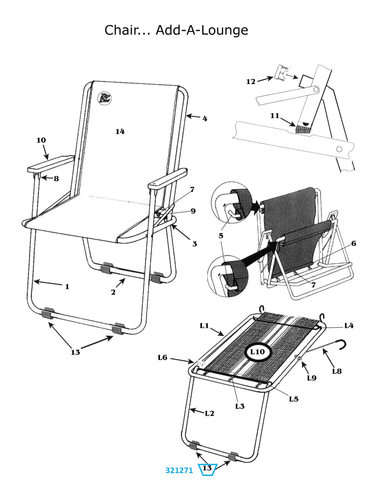 Zip Dee Z-Pad for Standard or Wide Chair or Add-A-Lounge, Single - 321271