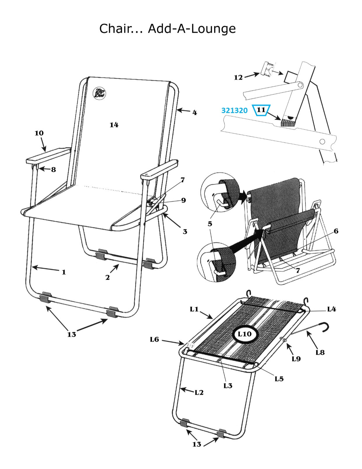 Zip Dee Chair Nylon Plug with Fin for Standard or Wide Chair - 321320