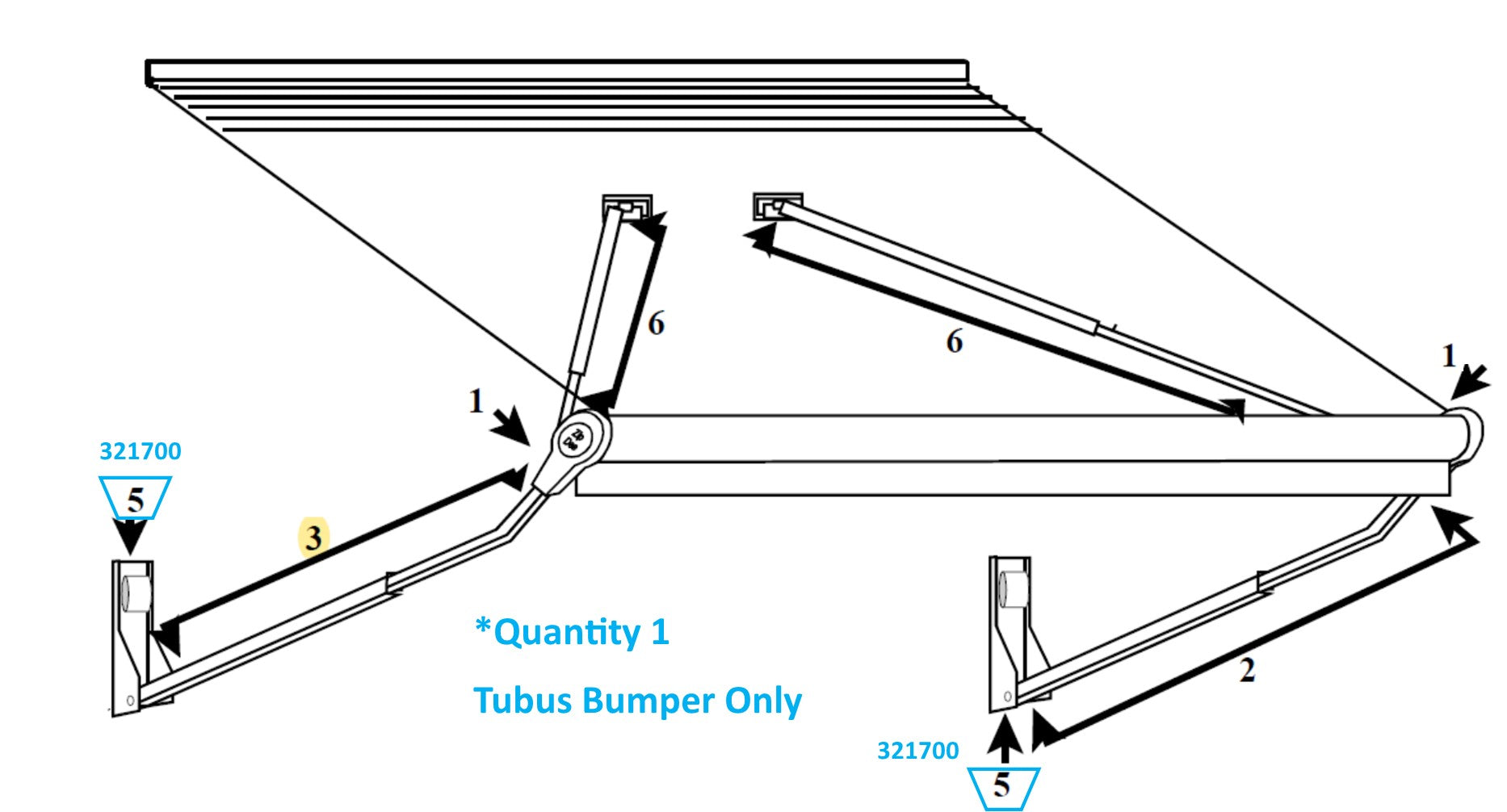 Zip Dee 6mm Mount Hole Tubus Bumper Only for Relax 12V Electric Contour Awning - 321700