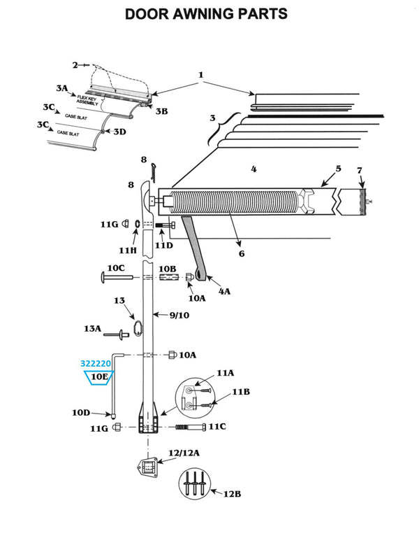 Zip Dee 3/16" Galvanized Brace Rod for Door Awning - 322220