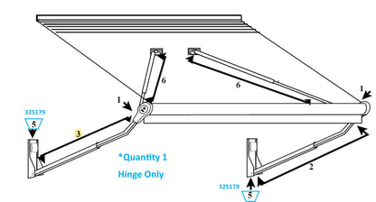 Zip Dee Contour Hinge Only for Relax 12V Electric Contour Awning - 325179