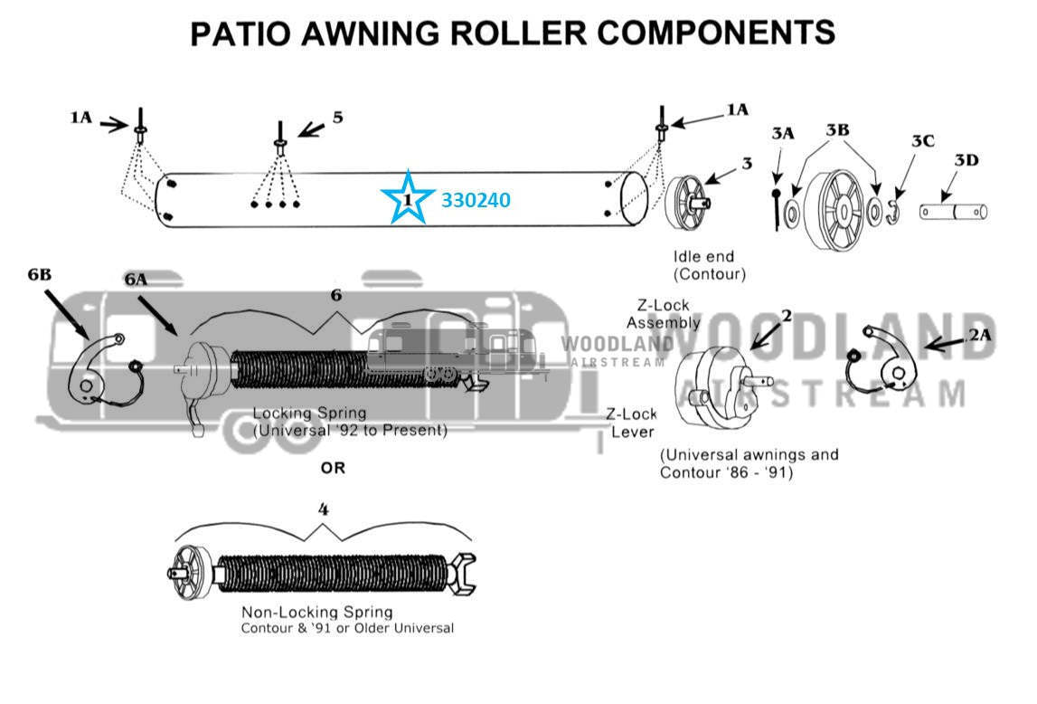 Zip Dee Awning Roller Tube 3" 18ga Galvanized Steel - 330240