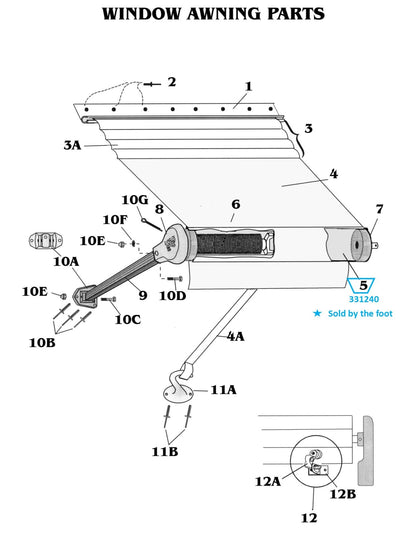 Zip Dee 2-1/4" Roller Tube 5' 6" - 22' for Window Awning, By The Foot - 331240