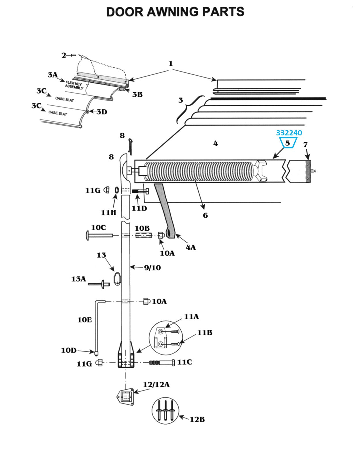 Zip Dee 2-1/4" Roller Tube 3' - 5' for Window or Door Awning, By The Foot - 332240