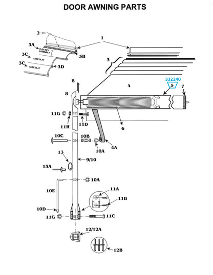 Zip Dee 2-1/4" Roller Tube 3' - 5' for Window or Door Awning, By The Foot - 332240