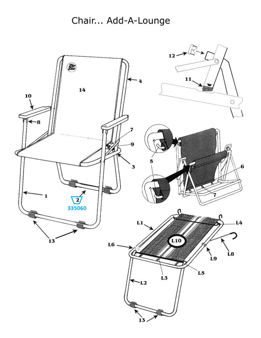 Zip Dee Rear Chair Leg, Standard - 335060