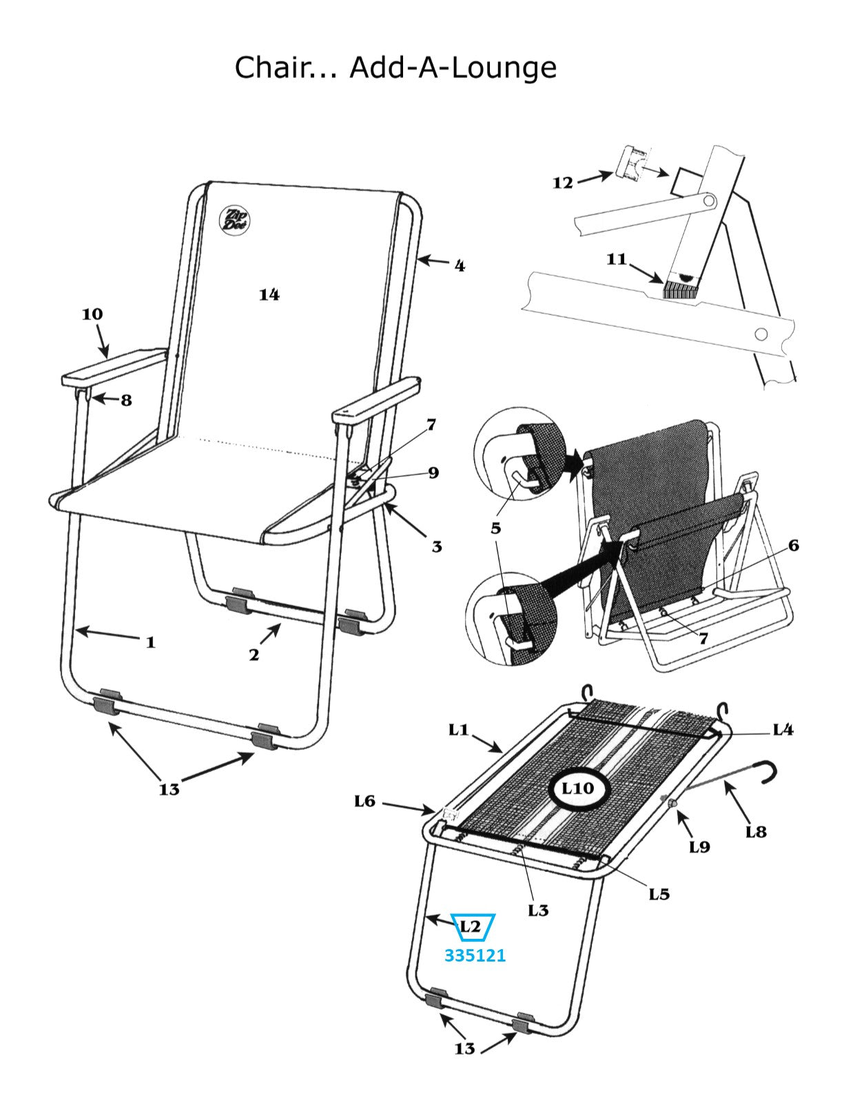 Zip Dee Lounge for Standard Size Add-A-Lounge - 335121