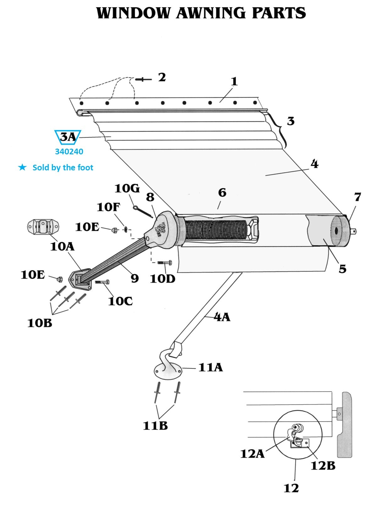 Zip Dee Bright Single Case Slat for Awning, By The Foot - 340240