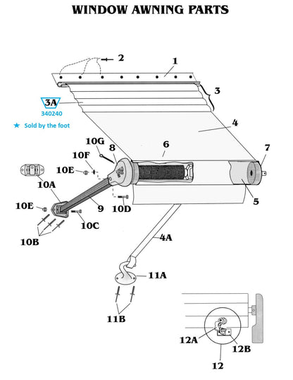 Zip Dee Bright Single Case Slat for Awning, By The Foot - 340240