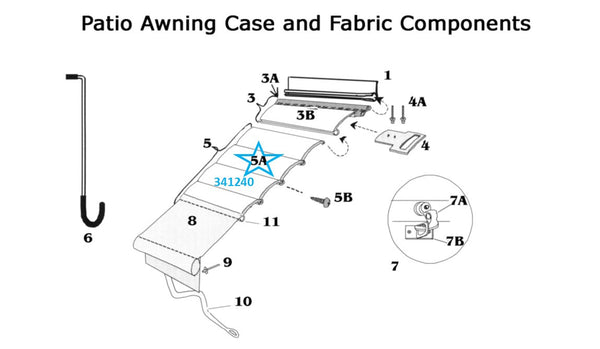 Zip Dee Satin Single Case Slat for Awning, By The Foot - 341240