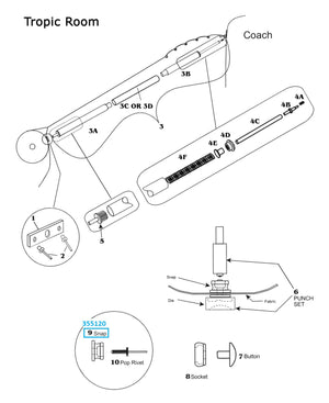 Zip Dee Stud for Front & Side Panel "Lift Dot" for Tropic Room - 355120