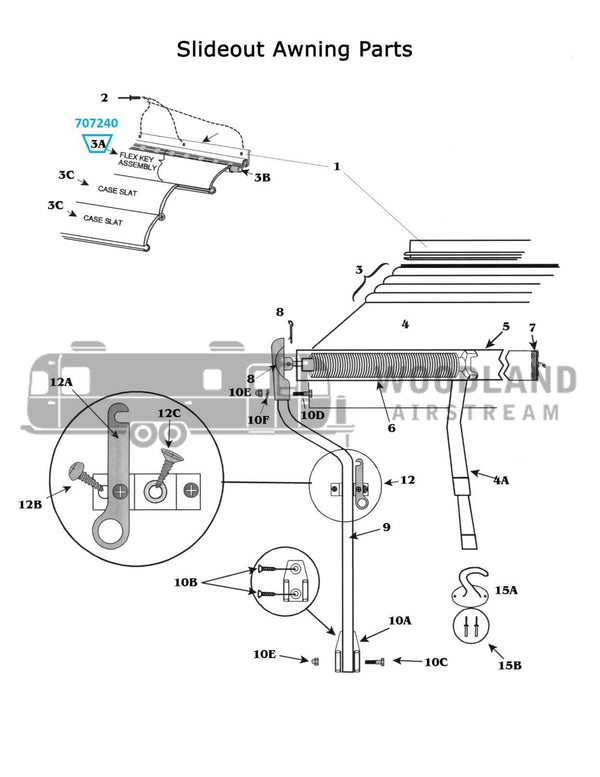 Zip Dee Awning Satin Flex Key Assembly, Standard (per foot) - 707240