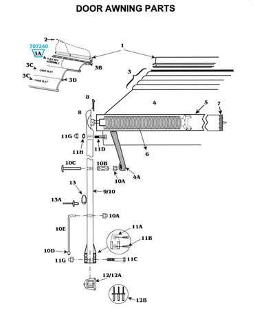 Zip Dee Awning Satin Flex Key Assembly, Standard (per foot) - 707240
