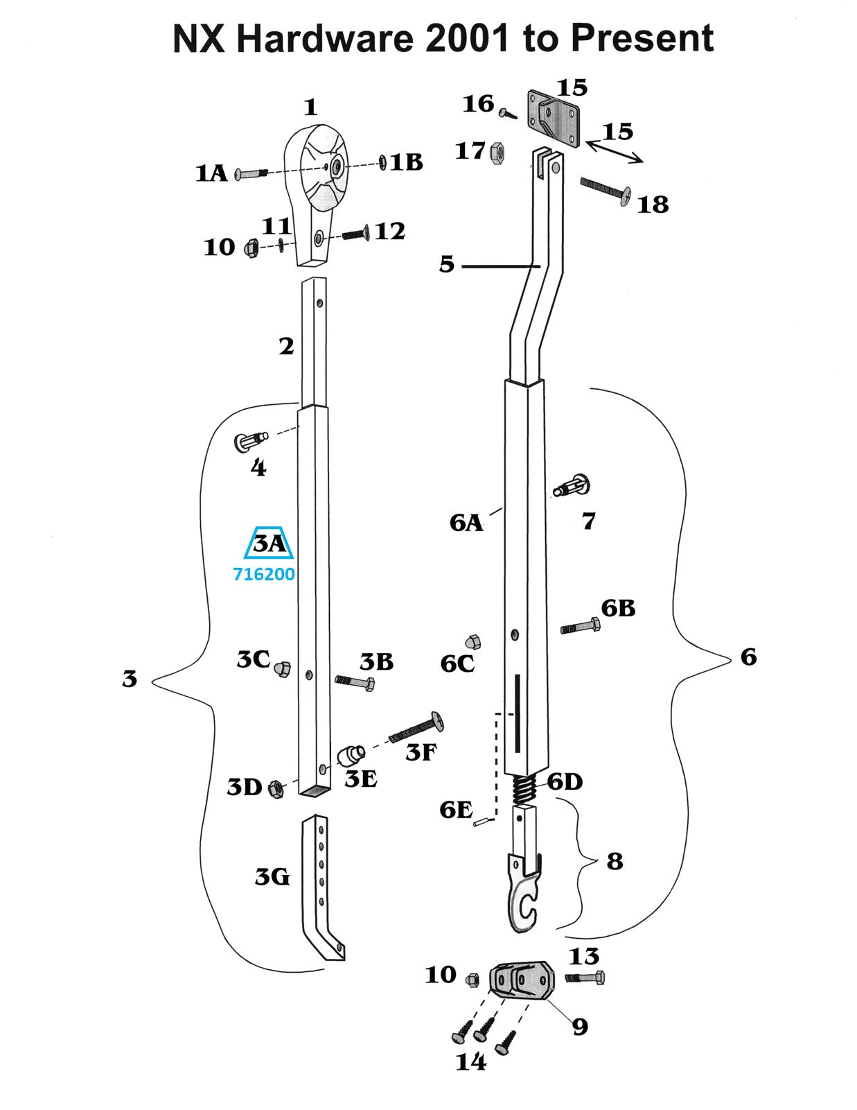 Zip Dee Satin Main Arm Tube Only for NX Hardware - 716200