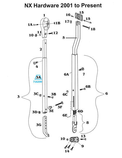 Zip Dee Satin Main Arm Tube Only for NX Hardware - 716200