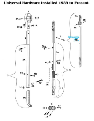 Zip Dee Satin Rafter Arm Bar for Universal Hardware - 717100-XXX