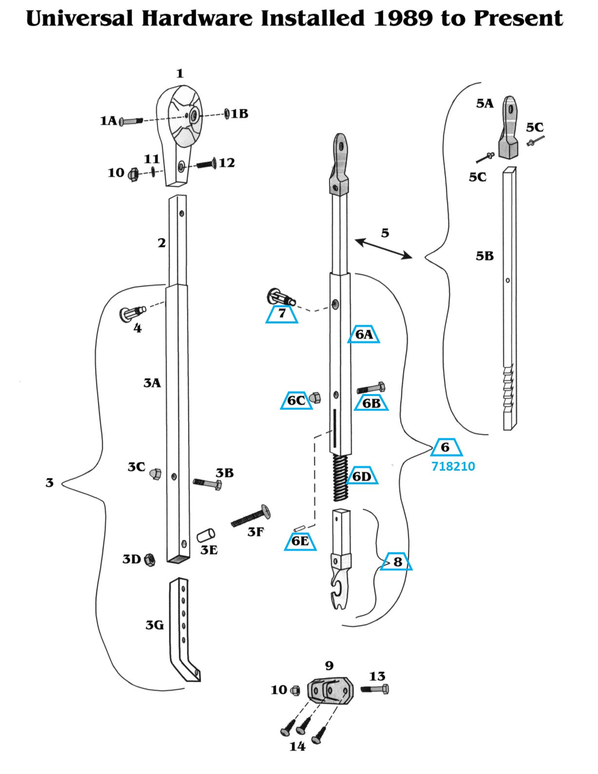 Zip Dee Satin Rafter Arm Tube Assembly for Universal Hardware - 718210