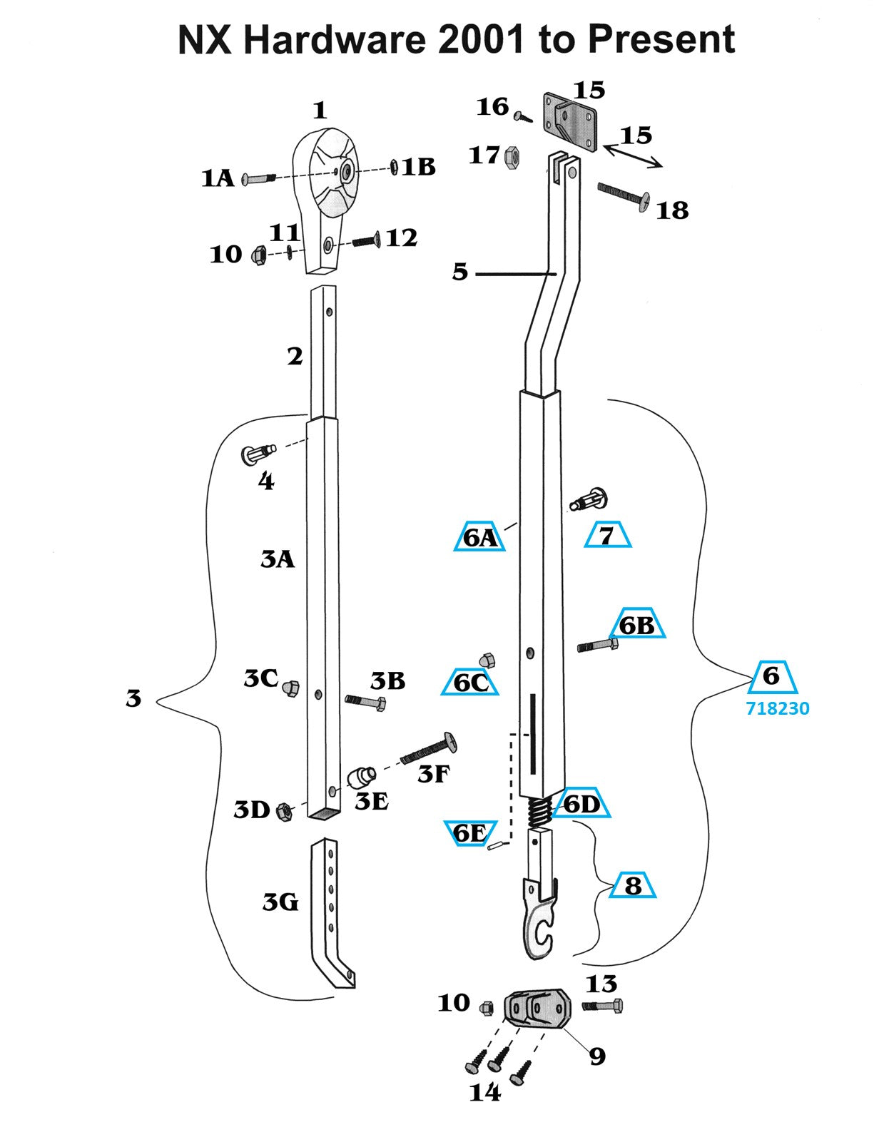 Zip Dee Awning Satinter Arm Tube Assembly for NX Hardware - 718230