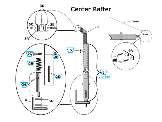 Zip Dee Satin Center Rafter Complete Tube Assembly 1994 to Present - 750220