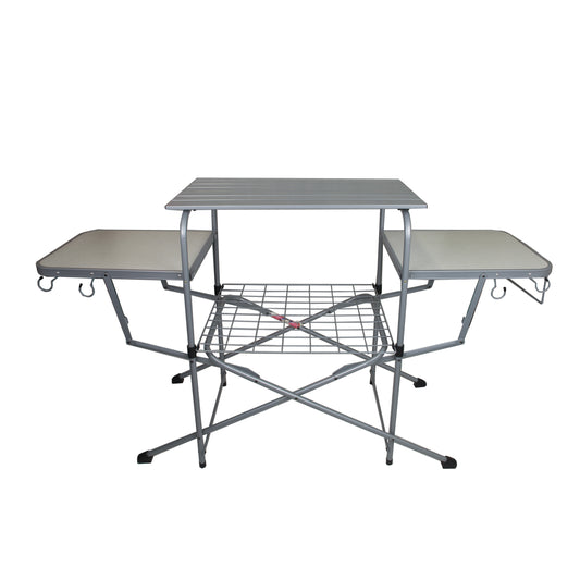 Camco Deluxe Folding Grill Table, Great for Picnics, Tailgating, Camping, RVing and Backyards; Quick Set-up and Folds Down to Only 6 Inches Tall for Convenient Storage (57293)