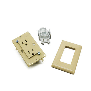 RV Designer S813, Self Contained Dual Outlet with Cover Plate, Ivory