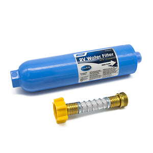 Camco 40043 TastePURE RV/Marine Water Filter with Flexible Hose Protector | Protects Against Bacteria | Reduces Bad Taste, Odors, Chlorine and Sediment in Drinking Water 