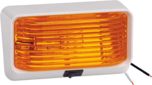 Bargman #78 12V Porch/Utility Light w/Switch, White w/Amber Lens 30-78-518