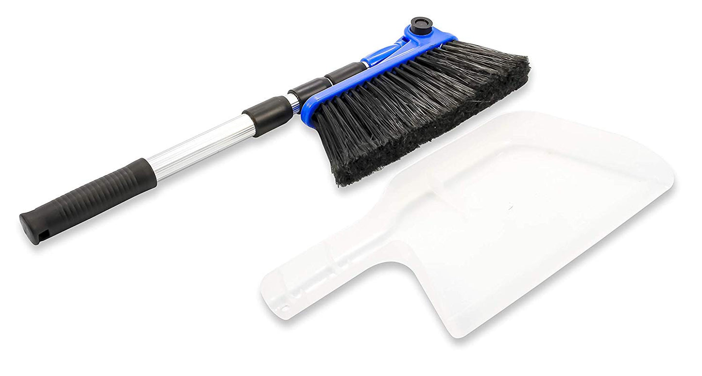  Roll over image to zoom in Camco Adjustable Broom and Dustpan, Gets In Small Spaces and Corners, Telescoping Broom Handle Adjusts From 24 Inches to 52 Inches, Ideal for RV, Marine, And Home Use (43623) 