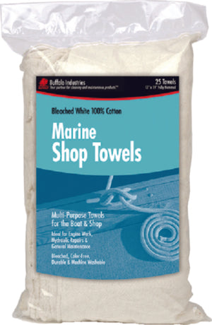 Buffalo 62031 Bleached White Shop Towels, Bag of 25