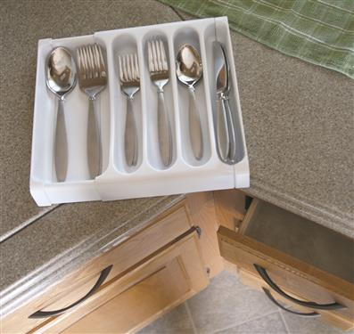 Camco 43503 9" L x 13" W Adjustable Cutlery Tray, White