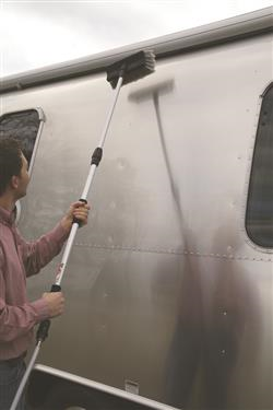 Camco RV Flow-Through Wash Brush with Adjustable Handle and Integrated Squeegee (43633)