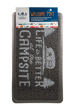 Camco Life is Better at The Campsite Grey/White Scrub Rug