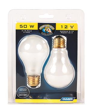 Camco 54894 A-19 50W/12V Home Replacement Light Bulb - Pack of 2