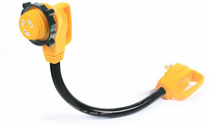 Camco 18" 30 AMP Standard Male / 30 AMP 90 Degree Locking Female PowerGrip Dogbone Adapter 55522