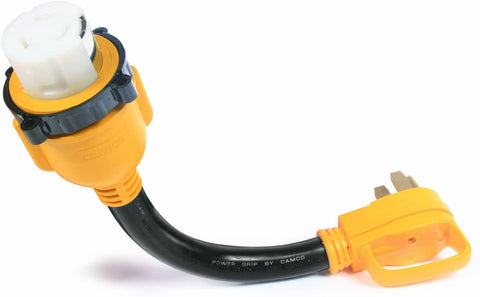Camco 18" 14-50 50 AMP Standard PowerGrip Plug To SS2-50 50 AMP Locking Dogbone Adapter 55552