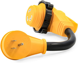 Camco 55636 15M/30F PowerGrip 12" Dogbone with 90 Degree Locking Adapters