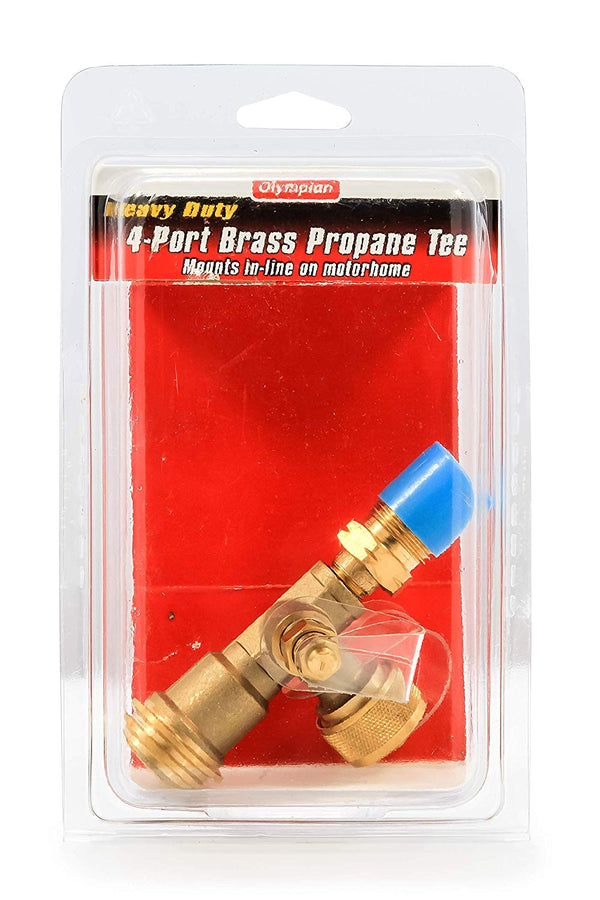 Camco 59113 Propane Brass Tee with 4 Ports