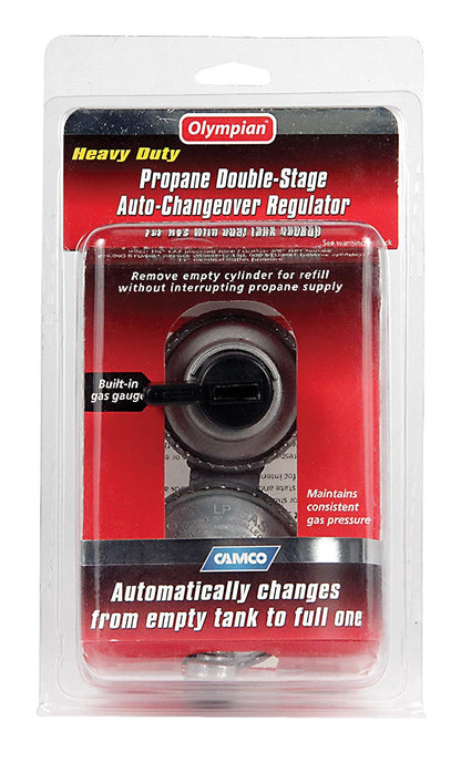 Camco Propane Double-Stage Auto-Changeover Regulator- For RVs with Dual Propane Tank Hookups, Maintains a Constant Gas Pressure With Auto Change From Empty to Full Tanks (59005) 