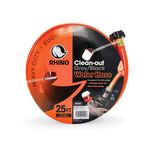 Camco 25ft RhinoFLEX Gray/Black Water Tank Clean Out Hose - Ideal For Flushing Black Water, Grey Water or Tote Tanks 5/8" Inside Diameter (Orange) (22990)