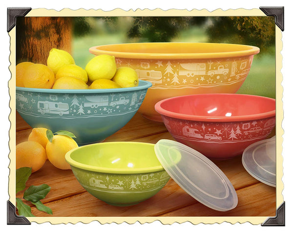 Camp Casual CC-006 Multicolor Nesting Bowls with Lids, Set of 4 