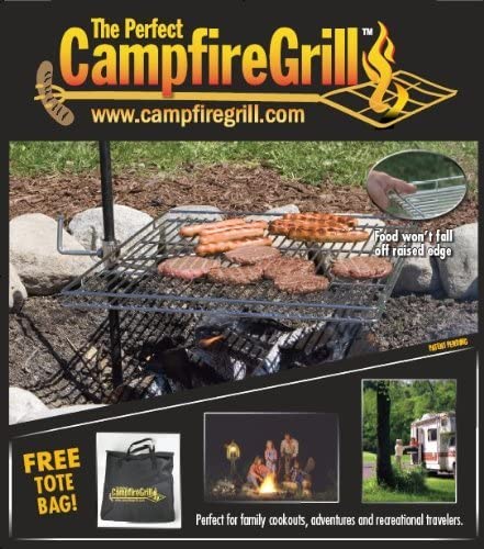 Campfire Grill 1054 20"x25" Rectangular Firepit Grill with Stake, Hot Pad, Glove & Carrying Bag