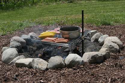 Campfire Grill 1054 20"x25" Rectangular Firepit Grill with Stake, Hot Pad, Glove & Carrying Bag