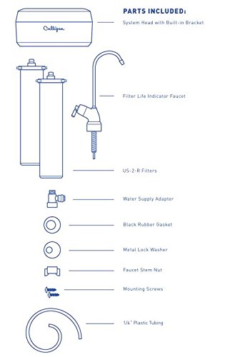 Culligan US-2 2-Stage Water Filtration System, 13.58" x 10.23" x 4.52", White 