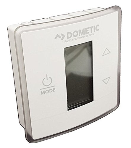 Wall Thermostat; Use With Dometic Air Conditioners; Single Zone; Heat/ Cool; Programmable; LCD Display; 12 Volt DC; With Low/ High/ Auto Fan Speed Control; With Auto/ On Mode Fan Control; Polar White Capacitive Touch Case 3316250000