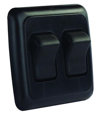 JR Products 12235 Black Double SPST On-Off Switch with Bezel