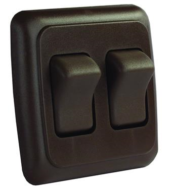 JR Products 12145 Brown Double SPST On-Off Switch with Bezel