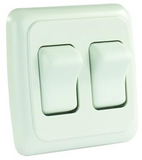 JR Products 12015 White Double SPST On-Off Switch with Bezel