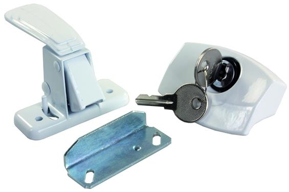 JR Products 11685 White Locking Camper Door Latch